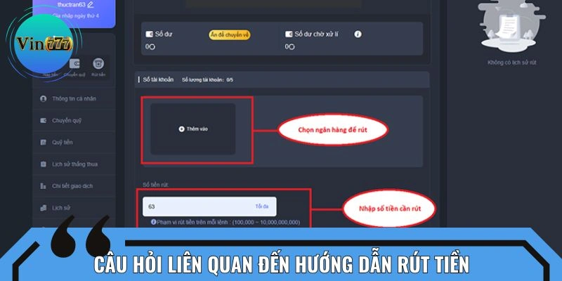 Thắc mắc cần giải quyết khi thực hiện hướng dẫn rút tiền