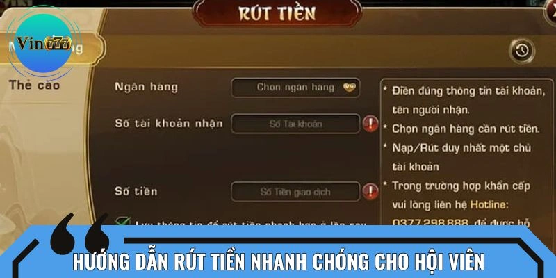 Các bước thực hiện rút vốn tại Vin777