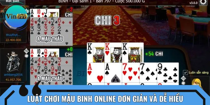Luật chơi mậu binh online đơn giản và dễ hiểu
